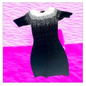 Etcetera Knit Short Sleeve Knit Dress Black and White